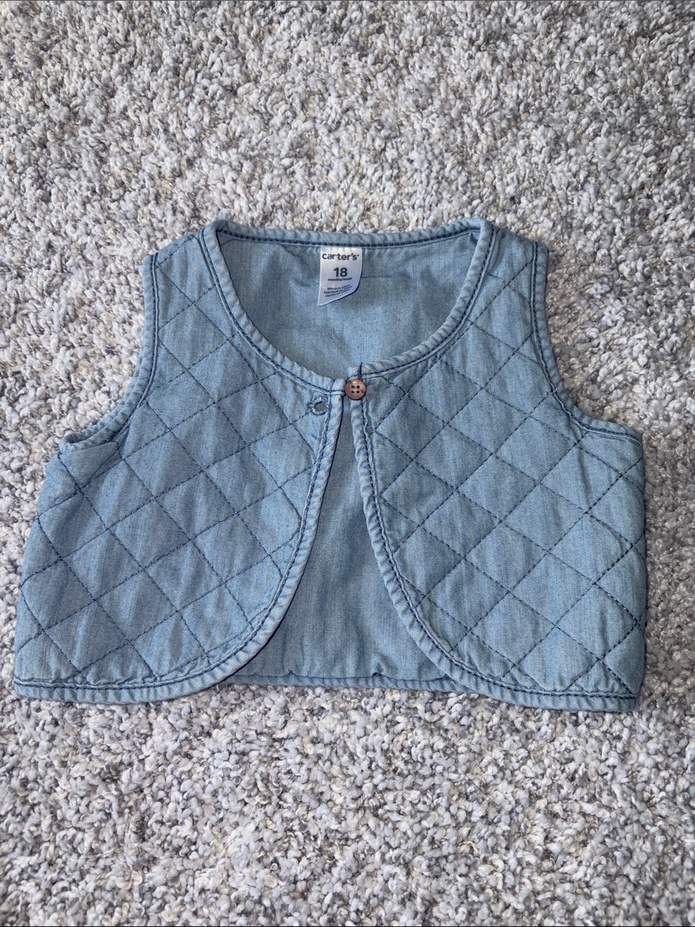 Carter's Light Blue Quilted Toddler Vest with Button
